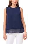 Vince Camuto Layered Sleeveless Blouse In Classic Navy