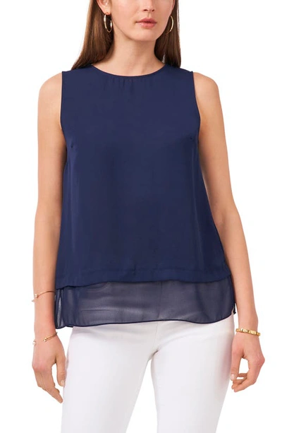 Vince Camuto Layered Sleeveless Blouse In Classic Navy