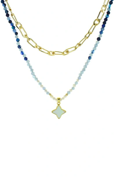 Panacea Star Pendant Layered Necklace In Blue