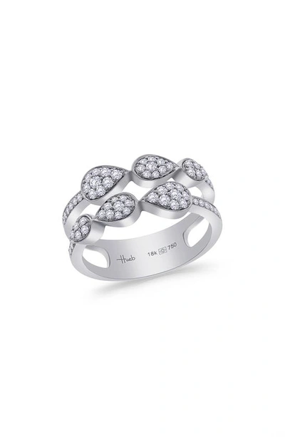 Hueb Bestow Diamond Stack Ring In White Gold