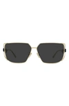 Dior Archi 61mm Rectangle Sunglasses In Shiny Light Nickeltin / Smoke
