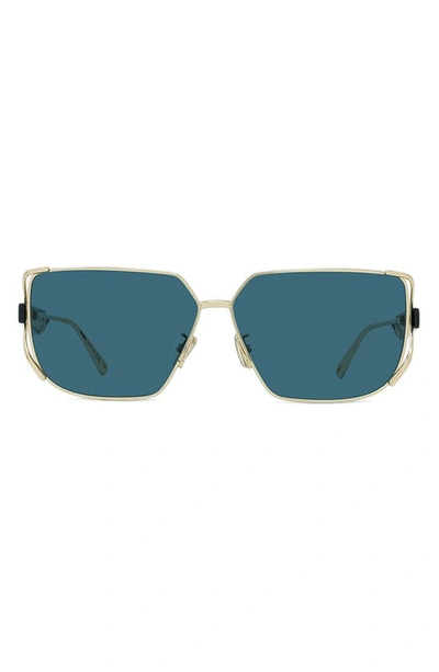 Dior Archi 61mm Rectangle Sunglasses In Shiny Light Nickeltin / Green