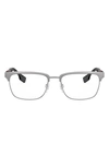 Burberry 55mm Rectangular Optical Glasses In Gunmetal