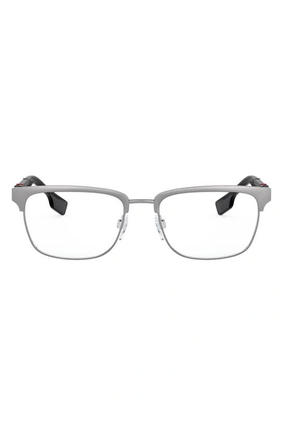 Burberry 55mm Rectangular Optical Glasses In Gunmetal