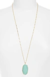 Kendra Scott Reid Long Faceted Pendant Necklace In Gold Matte Iride Mint Glass