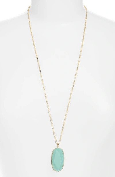 Kendra Scott Reid Long Faceted Pendant Necklace In Gold Matte Iride Mint Glass