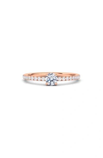 Hautecarat Lab Created Round Diamond & Pavé 14k Gold Ring In Rose Gold