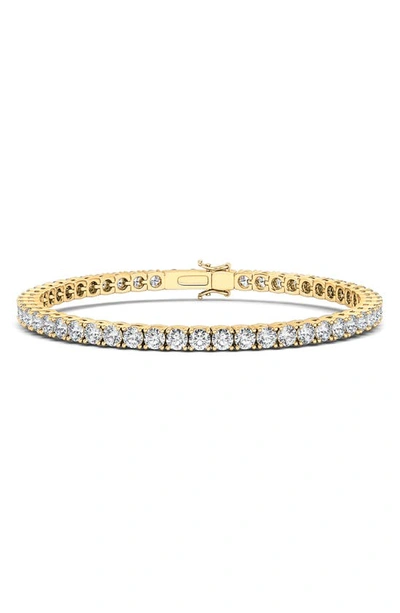 Hautecarat 4-prong 3ct Lab Created Diamond 14k Gold Tennis Bracelet In Yellow Gold