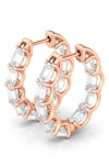 Hautecarat Oval Lab-created Diamond Inside Out 14k Gold Hoop Earrings In Rose Gold