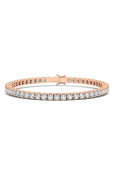 Hautecarat 4-prong 3ct Lab Created Diamond 14k Gold Tennis Bracelet In Rose Gold