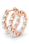 Hautecarat Oval Lab-created Diamond Inside Out 14k Gold Hoop Earrings In Rose Gold