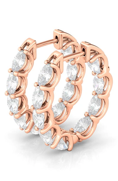 Hautecarat Oval Lab-created Diamond Inside Out 14k Gold Hoop Earrings In Rose Gold