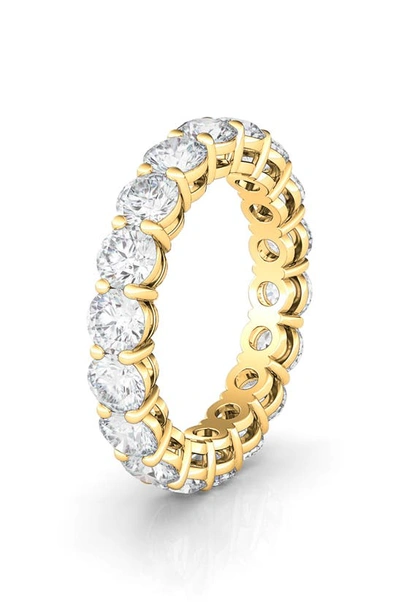 Hautecarat Round Cut 3.75ct Lab-created Diamond 18k Gold Eternity Band Ring In Yellow Gold