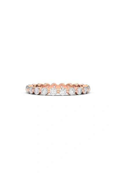 Hautecarat Lab Created Diamond Single Prong 18k Gold Eternity Band Ring In Rose Gold