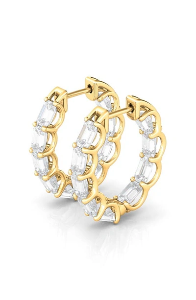 Hautecarat Emerald-cut Lab-created Diamond Inside Out Hoop Earrings In Yellow Gold