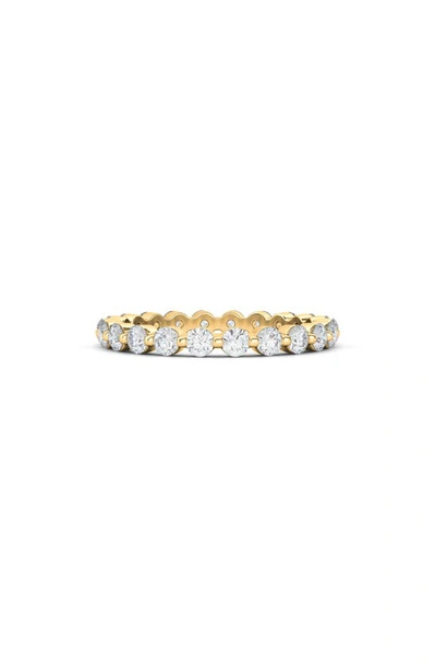 Hautecarat Lab Created Diamond Single Prong 18k Gold Eternity Band Ring In Yellow Gold