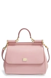 Dolce & Gabbana Small Sicily Leather Satchel In Pink