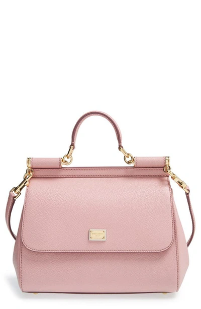 Dolce & Gabbana Small Sicily Leather Satchel In Pink