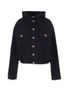 Balenciaga Hooded Denim Button-front Jacket In Black
