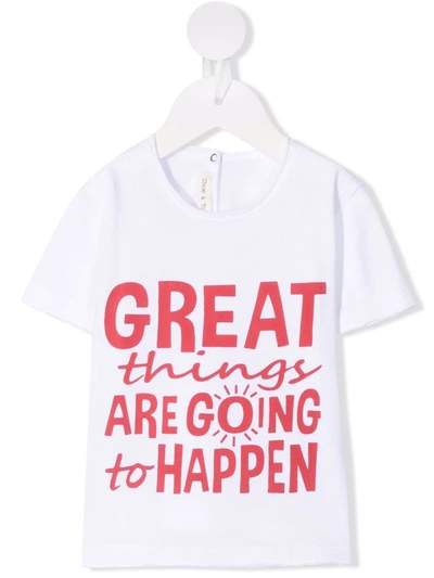 Zhoe & Tobiah Babies' Slogan-print Cotton T-shirt In 白色