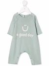 Zhoe & Tobiah Slogan-print Cotton Romper In 绿色