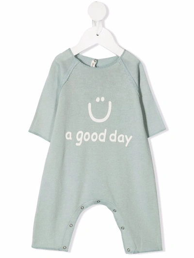 Zhoe & Tobiah Babies' Slogan-print Cotton Romper In 绿色