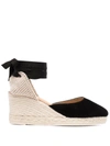 Manebi Low-wedge Espadrille Sandals In 黑色