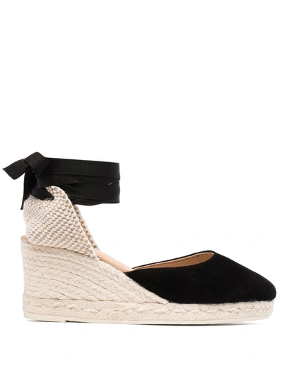 Manebi Low-wedge Espadrille Sandals In 黑色