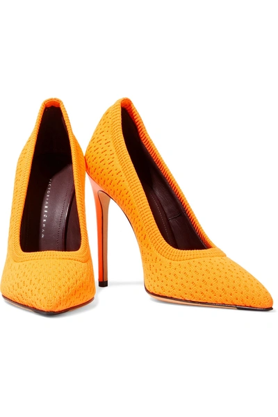 Victoria Beckham Kristie Stretch-knit Pumps In Bright Orange