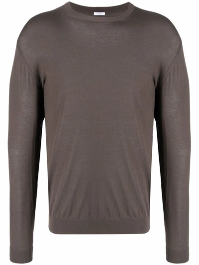 Malo Crew-neck Fitted Jumper In Braun