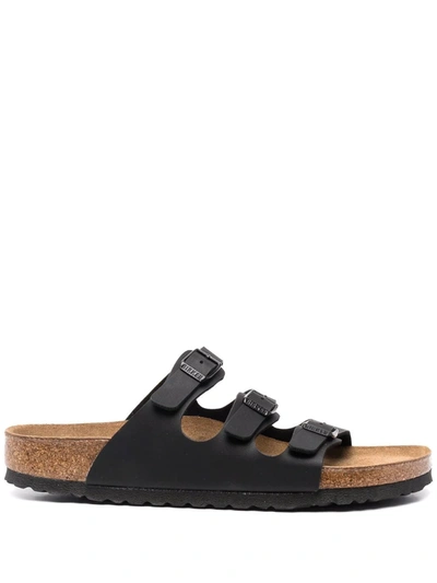 Birkenstock Buckled Flat Sandals In Schwarz