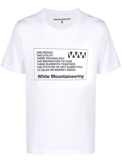 White Mountaineering Graphic-print Cotton T-shirt In Weiss