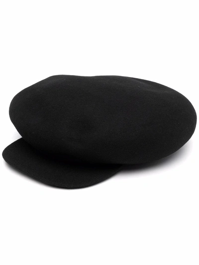 Yohji Yamamoto Baker Boy Cap In Schwarz