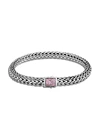 John Hardy Sterling Silver Classic Chain Black Sapphire & Pink Tourmaline Reversible Bracelet
