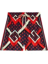 Gucci G Dot Labyrinth Print Shorts In Blue