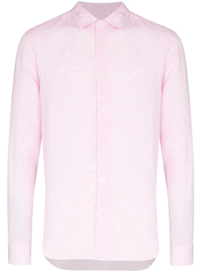 Orlebar Brown Giles Long-sleeved Linen Shirt In Pink