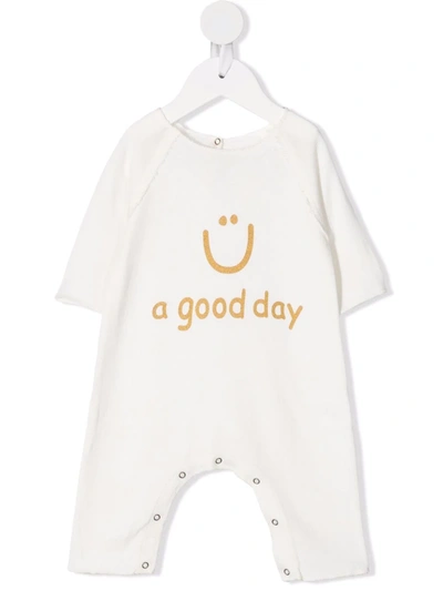 Zhoe & Tobiah Babies' Slogan-print Cotton Romper In Neutrals