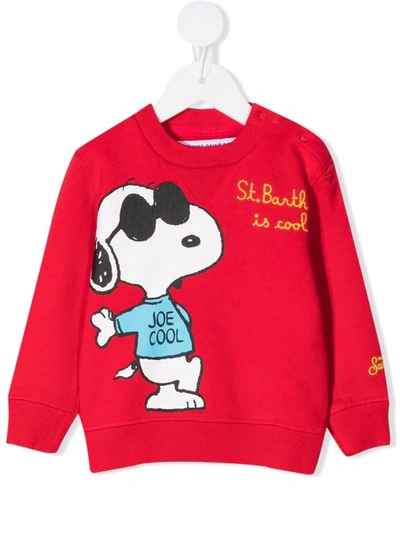 Mc2 Saint Barth Babies' Embroidered Jersey Sweatshirt In Red