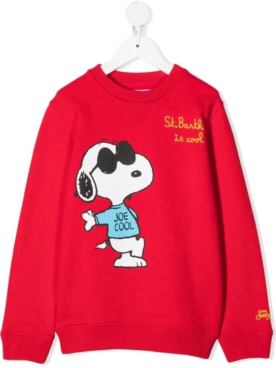 Mc2 Saint Barth Kids' Embroidered Jersey Sweatshirt In Red