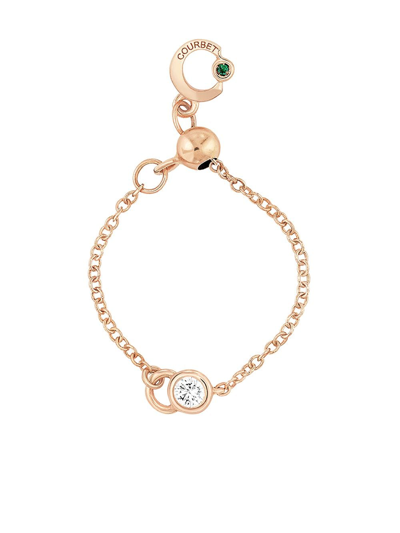 COURBET 18KT RECYCLED ROSE GOLD LABORATORY-GROWN DIAMOND CO ADJUSTABLE CHAIN RING