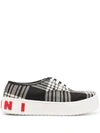 MARNI CHECK PRINT LACE-UP SNEAKERS
