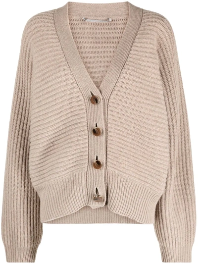 Stella Mccartney Rib-knit Cardigan In Neutrals