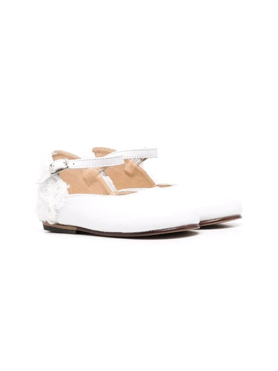Babywalker Kids' Appliquéd Ballerina Flats In White