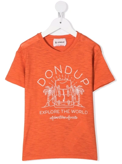 Dondup Kids' Logo-print Cotton T-shirt In Orange