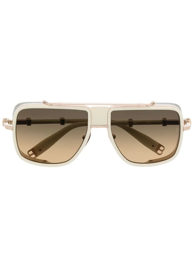 Balmain O.r. Square-frame Sunglasses In White