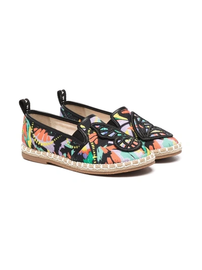 Sophia Webster Mini Kids' Butterfly-embroidered Abstract-print Espadrilles In Black