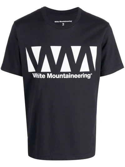 White Mountaineering Logo-print Cotton T-shirt In Dark Blue