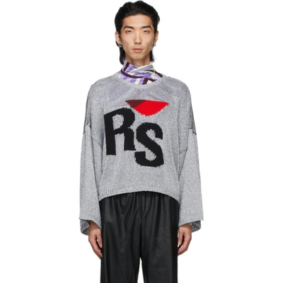 Raf Simons Silver 'rs' Short Oversized Sweater In Grey,black,red