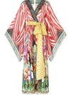 Dolce & Gabbana Carretto-print Chiffon Jumpsuit With Sequined Detailing In Rot