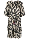 BAZAR DELUXE ABSTRACT-PRINT RUFFLED DRESS